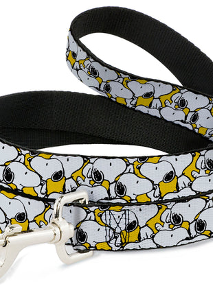 Dog Leash - Peanuts Snoopy Pose Stacked Yellow