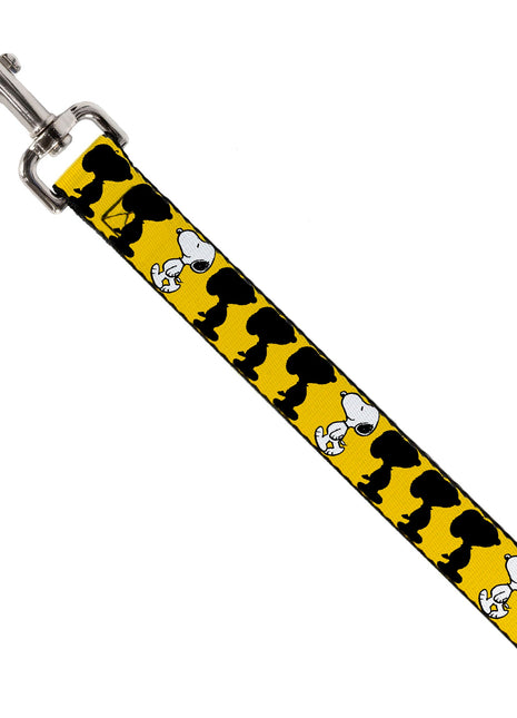 Dog Leash - Peanuts Snoopy Walking/Silhouette Pose Yellow/Black/White