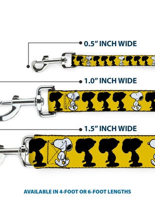 Dog Leash - Peanuts Snoopy Walking/Silhouette Pose Yellow/Black/White