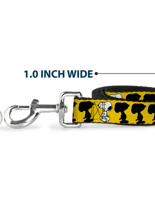Dog Leash - Peanuts Snoopy Walking/Silhouette Pose Yellow/Black/White