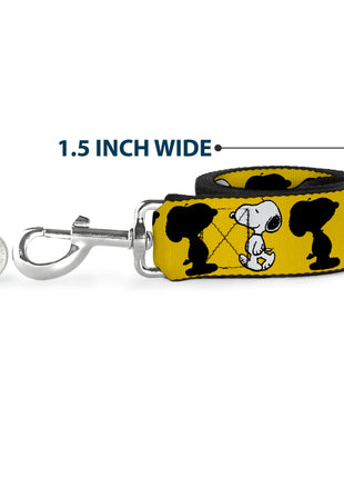 Dog Leash - Peanuts Snoopy Walking/Silhouette Pose Yellow/Black/White