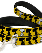 Dog Leash - Peanuts Snoopy Walking/Silhouette Pose Yellow/Black/White