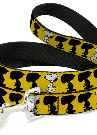 Dog Leash - Peanuts Snoopy Walking/Silhouette Pose Yellow/Black/White