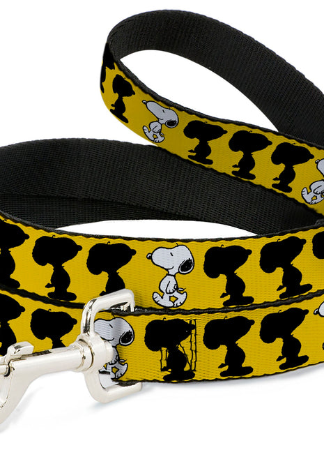 Dog Leash - Peanuts Snoopy Walking/Silhouette Pose Yellow/Black/White