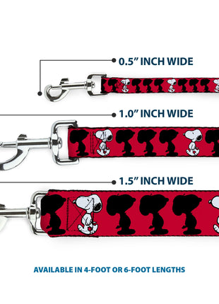Dog Leash - Peanuts Snoopy Walking/Silhouette Pose Red/Black/White