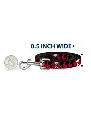 Dog Leash - Peanuts Snoopy Walking/Silhouette Pose Red/Black/White