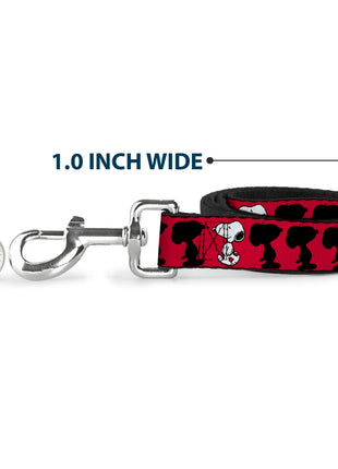 Dog Leash - Peanuts Snoopy Walking/Silhouette Pose Red/Black/White