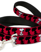 Dog Leash - Peanuts Snoopy Walking/Silhouette Pose Red/Black/White