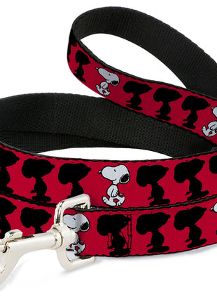 Dog Leash - Peanuts Snoopy Walking/Silhouette Pose Red/Black/White