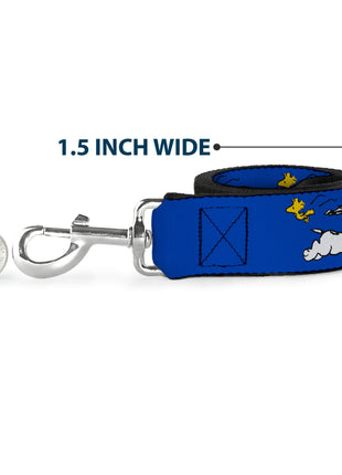Dog Leash - Peanuts Snoopy Running and Woodstock Pose Blue