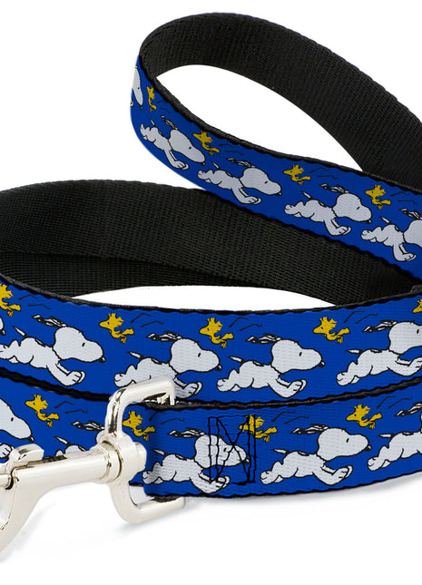 Dog Leash - Peanuts Snoopy Running and Woodstock Pose Blue