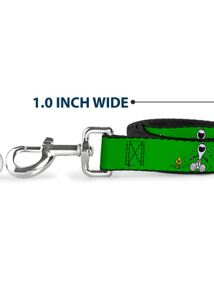 Dog Leash - Peanuts Snoopy and Woodstock Laughing HAHA Pose Green