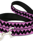 Dog Leash - Peanuts Charlie Brown Zig Zag Stripe Pink/Black