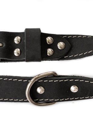 Traditional Black Leather Dog Collar