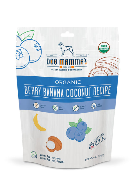 Dog Mamma's Organic Berry Banana Coconut Recipe - USDA Organic Certified Dog Treats