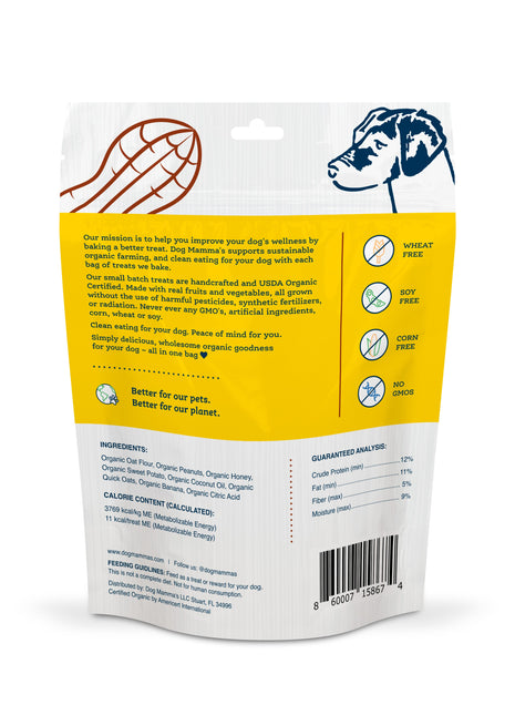 Dog Mamma's Organic Peanut Butter Banana Recipe - USDA Organic Certified Dog Treats