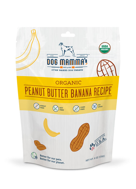Dog Mamma's Organic Peanut Butter Banana Recipe - USDA Organic Certified Dog Treats