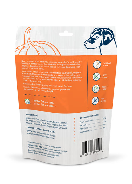 Dog Mamma's Organic Pumpkin Snaps Recipe- USDA Organic Certified Dog Treats