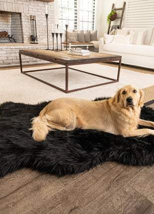 PupRug by Paw.com®  Faux Fur Orthopedic Dog Bed - Curve Midnight Black