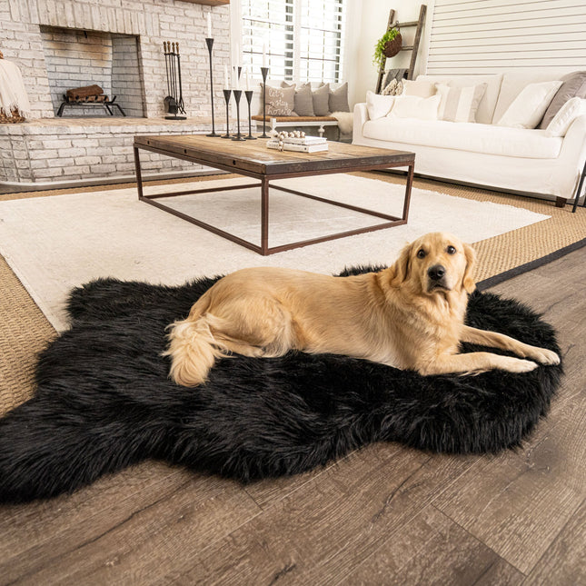 PupRug by Paw.com™  Faux Fur Orthopedic Dog Bed - Curve Midnight Black