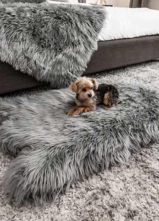 PupRug by Paw.com® Faux Fur Orthopedic Dog Bed - Curve Charcoal Grey