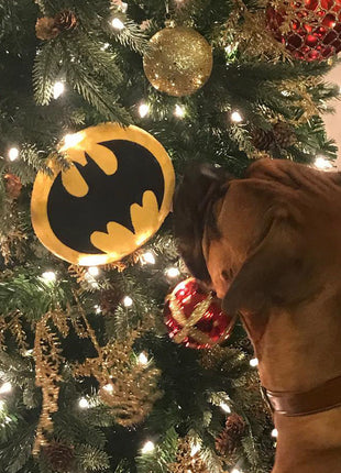 DTPT-BMDV Dog Toy Squeaky Plush - Batman Bat Icon Yellow Black
