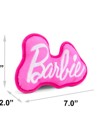 Dog Toy Squeaker Plush - Barbie Autograph Script Pink/White