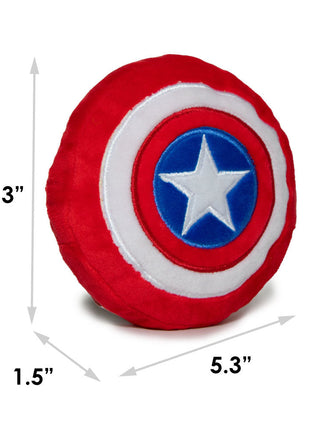 Dog Toy Squeaky Plush - Captain America Shield Red White Blue White