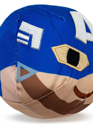 Dog Toy Ballistic Squeaker - Captain America Smiling Face Round Blue