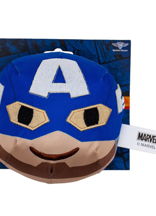 Dog Toy Ballistic Squeaker - Captain America Smiling Face Round Blue