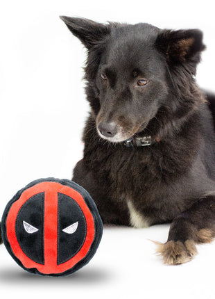 Dog Toy Squeaky Plush - Deadpool Logo Black Red White