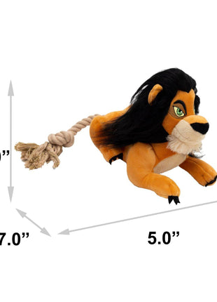 Dog Toy Squeaker Plush - Disney The Lion King Scar Full Body Pose with Rope Tail