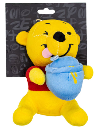 Dog Toy Squeaker Plush - Winnie the Pooh Winking Hunny Pot Sitting Pose