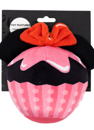 Dog Toy Squeaker Plush - Minnie Mouse Cupcake with Ears and Bow