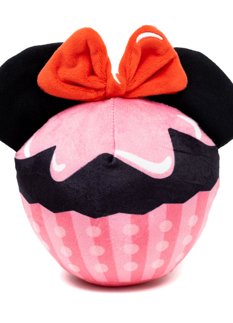 Dog Toy Squeaker Plush - Minnie Mouse Cupcake with Ears and Bow