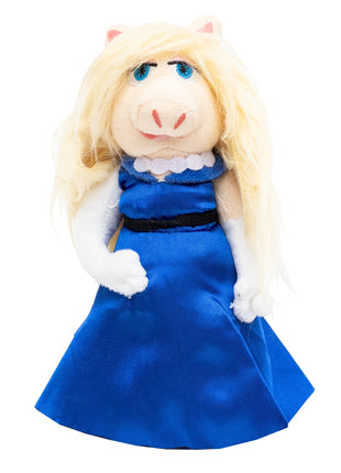 Dog Toy Squeaker Plush - The Muppets Miss Piggy Blue Gown Full Body Pose