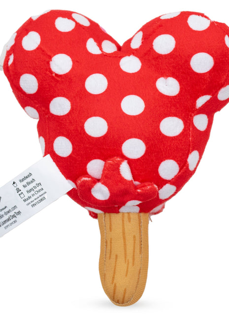 Dog Toy Squeaker Plush - Minnie Mouse Ice Cream with Ears and Bow Red