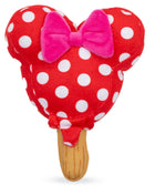 Dog Toy Squeaker Plush - Minnie Mouse Ice Cream with Ears and Bow Red