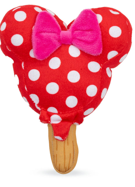 Dog Toy Squeaker Plush - Minnie Mouse Ice Cream with Ears and Bow Red