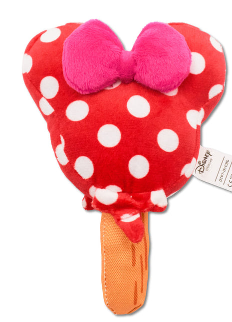 Dog Toy Squeaker Plush - Minnie Mouse Ice Cream with Ears and Bow Red - Pup List