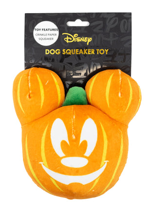 Dog Toy Squeaker Plush - Disney Halloween Mickey Mouse Pumpkin Face