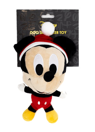 Dog Toy Squeaker Plush - Mickey Mouse Santa Hat Full Body Pose