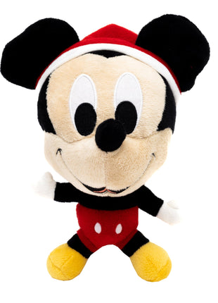 Dog Toy Squeaker Plush - Mickey Mouse Santa Hat Full Body Pose