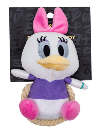 Dog Toy Squeaker Plush with Rope - Disney Daisy Duck Chibi Sitting Pose
