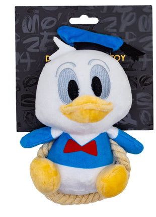 Dog Toy Squeaker Plush with Rope - Disney Donald Duck Chibi Sitting Pose