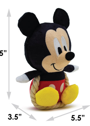 Dog Toy Squeaker Plush with Rope - Disney Mickey Mouse Chibi Sitting Pose