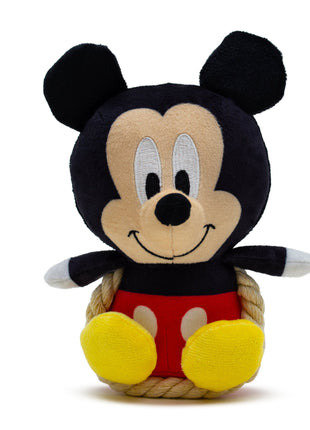 Dog Toy Squeaker Plush with Rope - Disney Mickey Mouse Chibi Sitting Pose