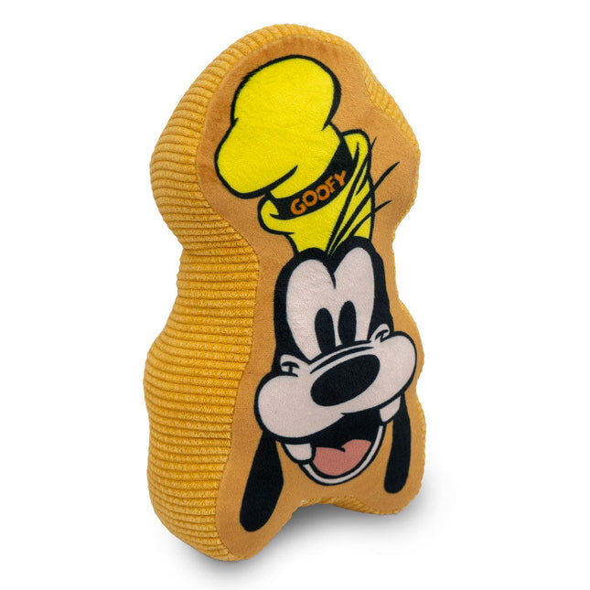 Dog Toy Squeaker Plush - Disney Goofy Smiling Face Golden Yellow