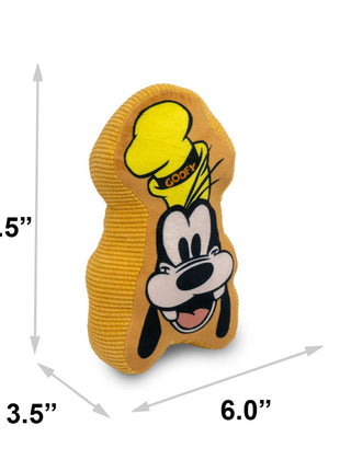 Dog Toy Squeaker Plush - Disney Goofy Smiling Face Golden Yellow