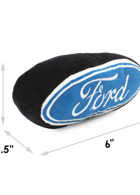 Dog Toy Squeaker Plush - FORD Script Oval Blue White